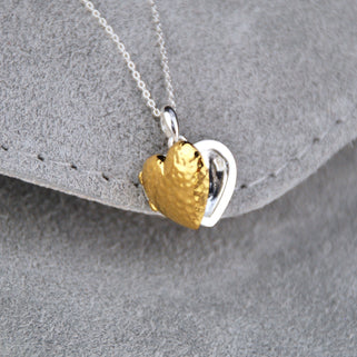 Personalised Hammered Sterling Silver with Gold Vermeil Heart Locket