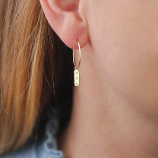 Gold Vermeil Cz Starburst Bar Hoop Earrings