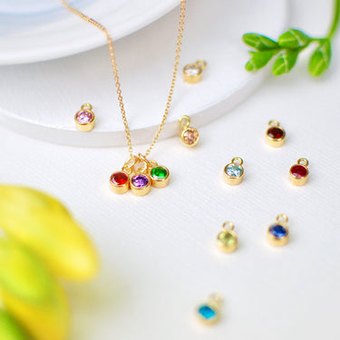 Personalised Gold Family Birthstone Necklace