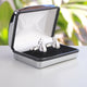 Golf club cufflinks in silver chrome rectangle cufflinks box