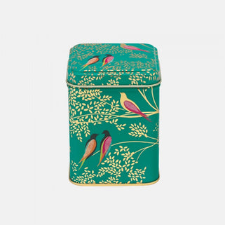 Green Birds Small Square Tin