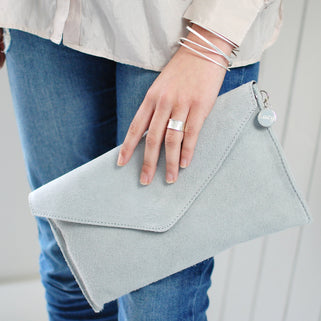 Personalised Suede Envelope Clutch Bag