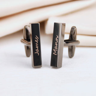 Gunmetal bar cufflinks with 