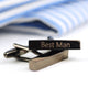 Gunmetal bar cufflinks with personalised 