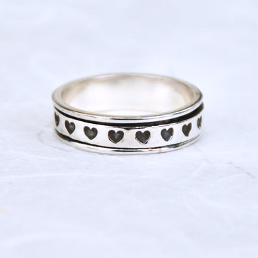 Sterling Silver Mini Hearts Spinning Ring