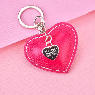 Personalised Key To My Heart Leather Keyring