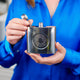 Silver hip flask with engraved spiral message on the front