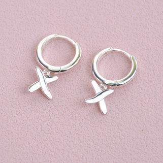 Sterling Silver Kiss Huggie Hoop Earrings