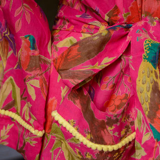 Hot Pink Bird Dressing Gown Kimono