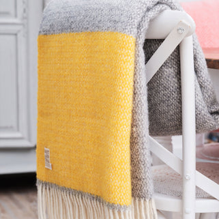 Illusion Panel Grey and Yellow Throw