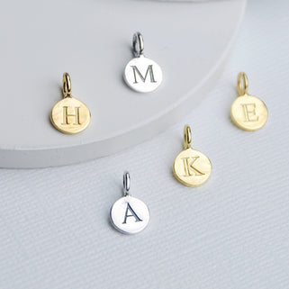 Sterling Silver Initial Letter Disc Charms