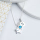Sterling Silver Star Necklace with Initial S Disc and December Blue Topaz birthstone charm