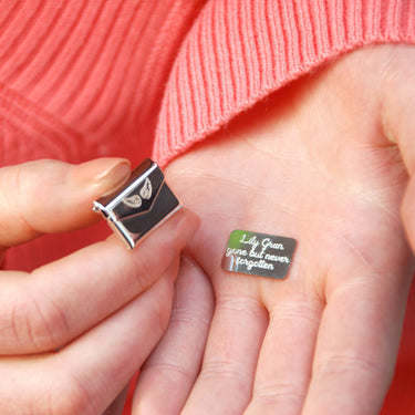 Personalised Angel Wing Hidden Message Memorial Pin with 