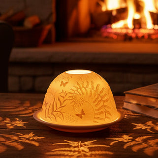 Butterflies and Ferns Porcelain Dome Tealight