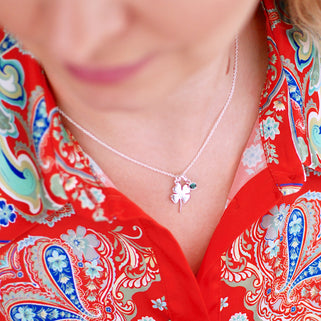 Lucky Clover Charm Necklace with May/Emerald birthstone charm