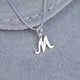 Sterling Silver Personalised M Script Initial Necklace Close Up