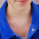 Sterling Silver Personalised H Script Initial Necklace shown on model close up