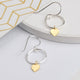 Tiny Sterling Silver Hoop and Gold Vermeil Heart Drop Earrings