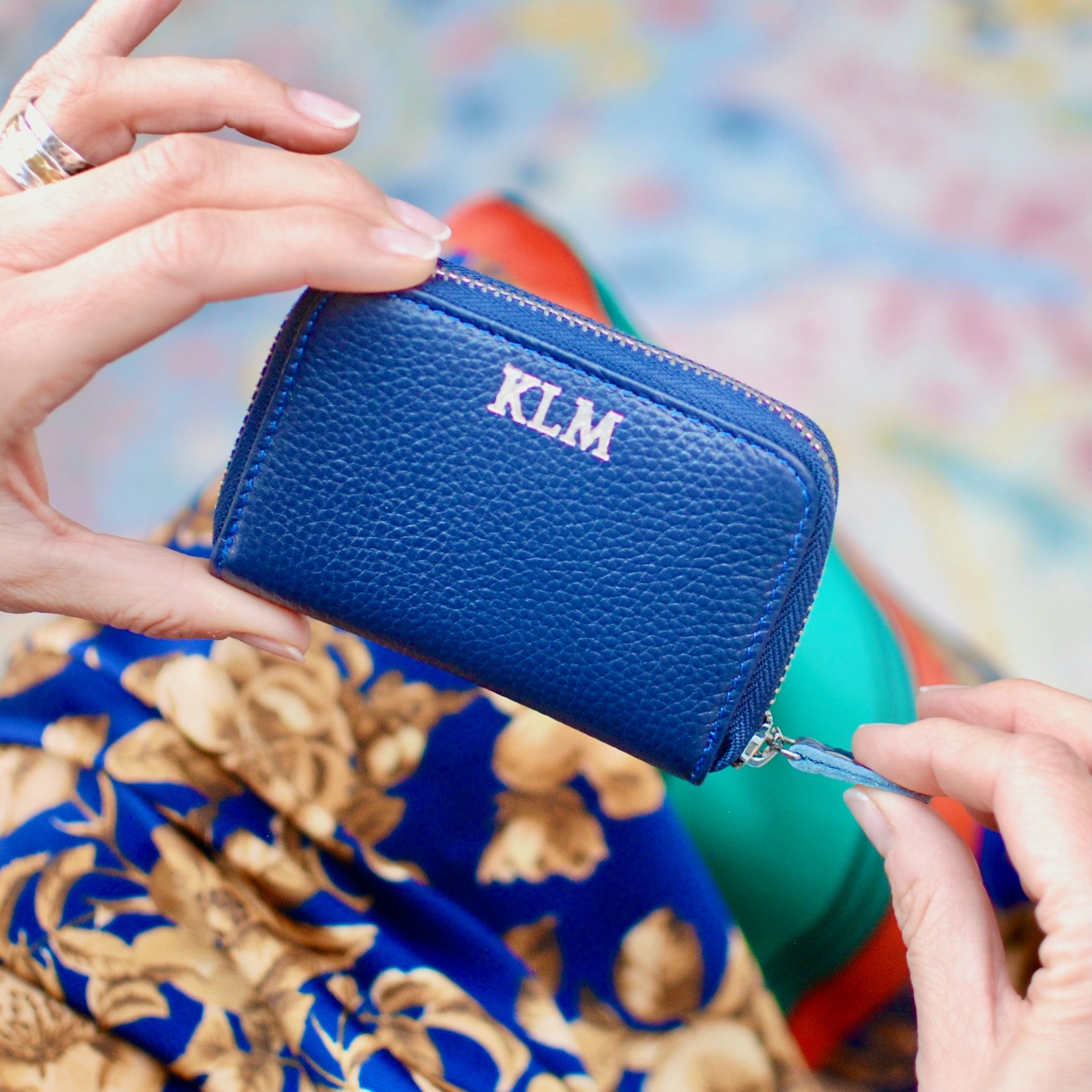 Monogram Leather Card Holder Purse Penelopetom