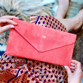 Monogram Suede Leather Envelope Clutch Bag – Penelopetom