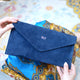 Monogram Suede Leather Envelope Clutch Bag