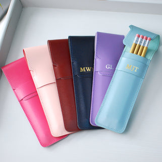 Monogram Leather A5 Notebook and Pencil Case Set