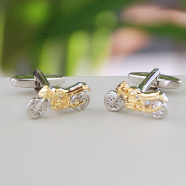 Gold and Silver Coloured Motorbike Cufflinks
