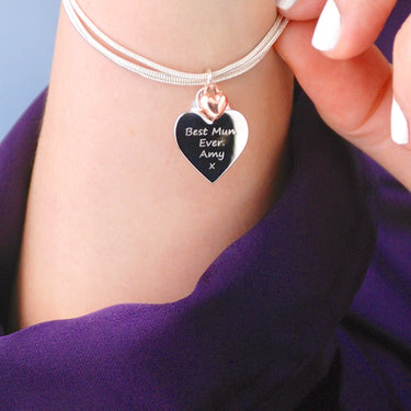 Personalised Love You Mum Heart Bracelet