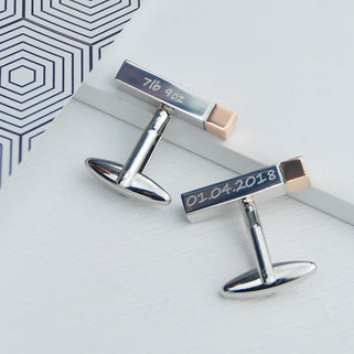 Personalised New Baby Bar Cufflinks