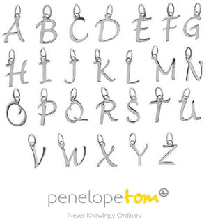 Silver Script Initial Letter Charms