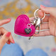Personalised Leather Heart Charm Keyring