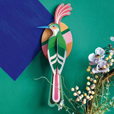 colourful paradise cardboard bird wall decoration