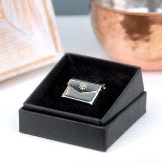 Lucky hidden message pin in black gift box