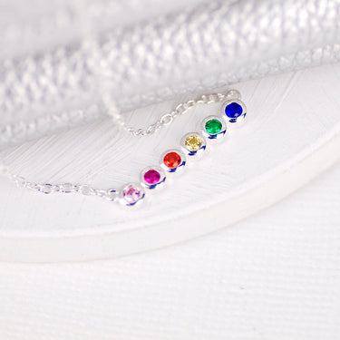 Personalised Sterling Silver Rainbow Bar Necklace