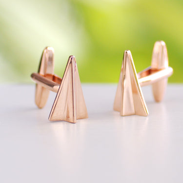 Rose Gold Coloured Paper Plane Cufflinks