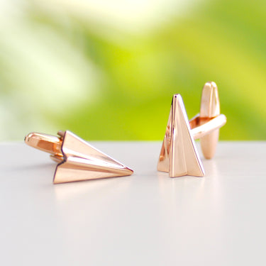 Rose Gold Coloured Paper Plane Cufflinks