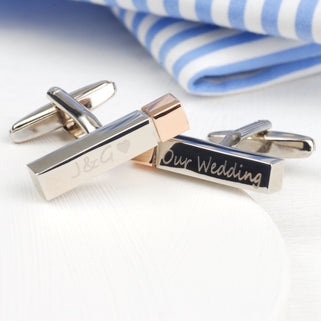 Personalised Wedding Day Bar Cufflinks