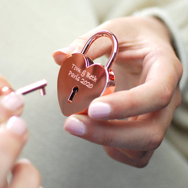 Personalised Rose Gold Plated Lovers Padlock