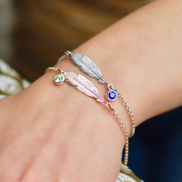 Sterling Silver and Rose Gold Vermeil Double Feather Bracelet