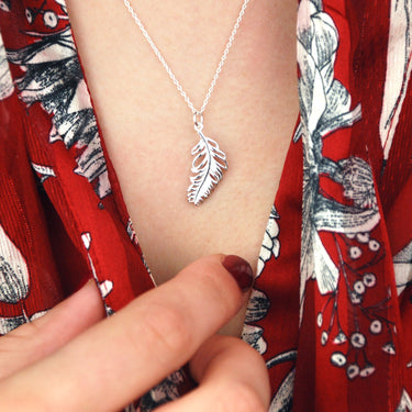 Sterling Silver Floating Feather Necklace