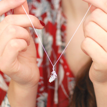 Sterling Silver Floating Feather Necklace