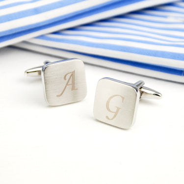 Personalised Classic Brushed Initial Cufflinks