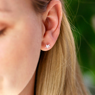 Sterling Silver Tiny Starfish Stud Earrings