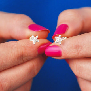 Sterling Silver Tiny Starfish Stud Earrings