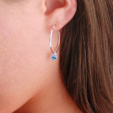 Sterling Silver Birthstone Hoop Earrings