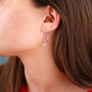 Sterling Silver Birthstone Hoop Earrings