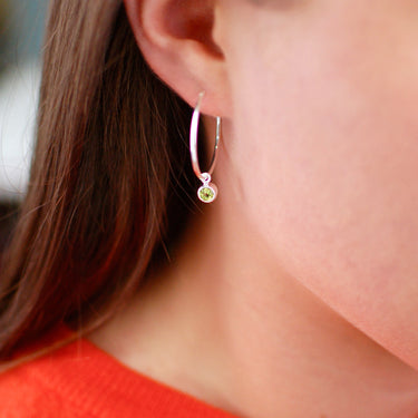 Sterling Silver Birthstone Hoop Earrings