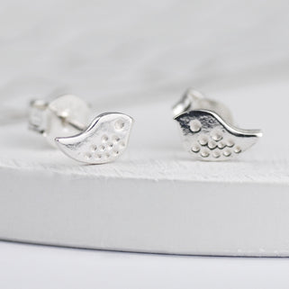 Sterling Silver Tiny Bird Stud Earrings