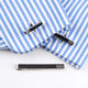 Personalised Silver Coloured Tie Slide and Bar Cufflinks Set