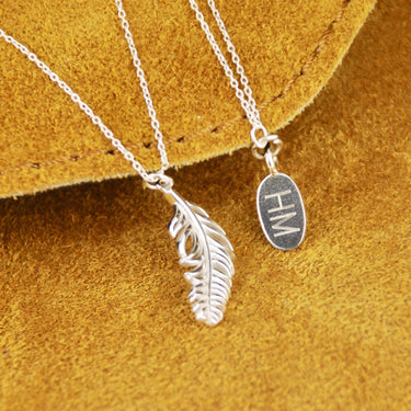 Sterling Silver Floating Feather Necklace